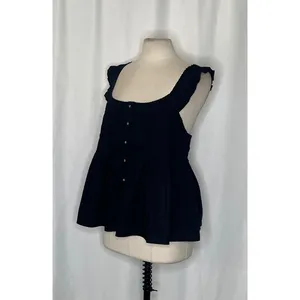 NWT!! J. CREW Pintuck Peplum Top Blouse Solid Black Cotton‎ Poplin Pleated 3X thumbnail 6