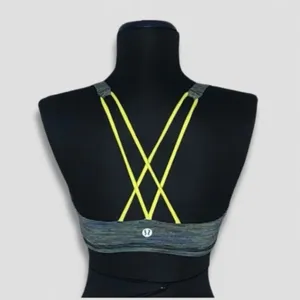 Lululemon Free to Be Bra Wild Sports Padded Strappy Blue Yellow Extra Small thumbnail 2