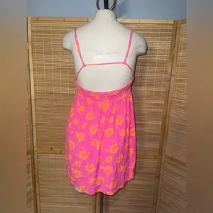 Garage orange pink floral babydoll short dress mini dress adjustable straps S thumbnail 3