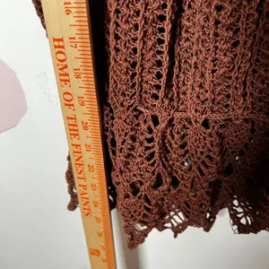 Brown Crochet Knit‎ Short Sleeve Peplum Top Sz Small Boho Vacation Y2K Beach thumbnail 4