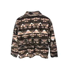 Black Mountain Outdoor Southwestern Fleece Jacket Brown Geometric Zip Womens M thumbnail 6