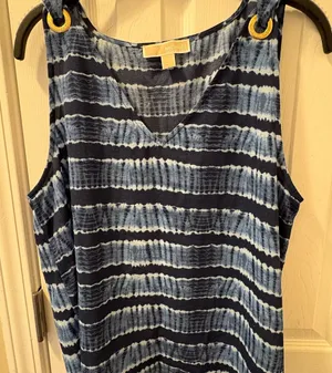 Michael Kors Navy and Light Blue Striped Tank Top thumbnail 1