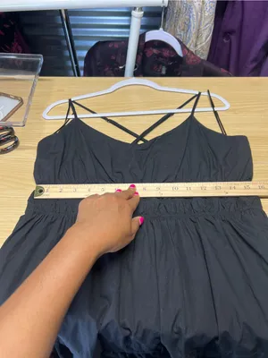 Anthropologie Somerset Tier Spaghetti Strap Mini Dress Black Size L thumbnail 12