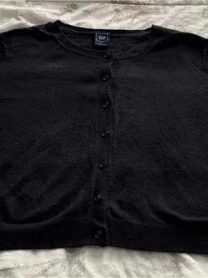 GAP Black wool blend Button-Up Long Sleeve Crew Cardigan, size XL minimalist thumbnail 11