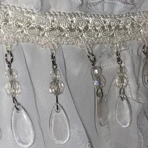 Banana USA Asymmetrical White Sheer Beaded Sequin floral Skirt Boho Fairy core thumbnail 5