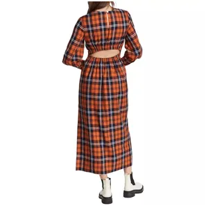 STAUD Crosshill Gingham Midi Dress Open Back Summer Dress Size Small thumbnail 2