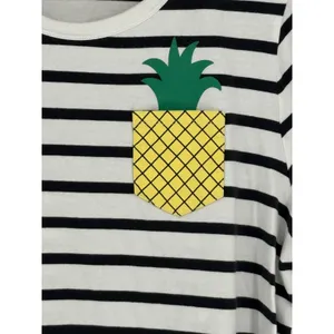 Old Navy Pineapple Pocket‎ T-Shirt Womens XXL White Black Striped Casual Tee thumbnail 3