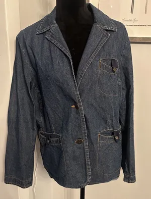 Havana Jacks Cafe Blue Denim Long Sleeve Jacket Jean Women’s Size 1X Vintage EUC thumbnail 1