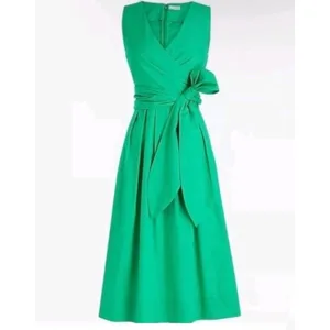 J. by J. Crew Sleeveless Wrap-top Pleaded dress In Kelly Green Front Tie Size 2 thumbnail 2