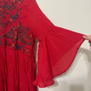 UMGEE Red Floral Embroidered Dress Size XL Women’s Boho Babydoll thumbnail 5