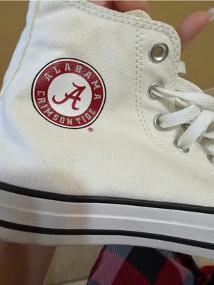 University of Alabama Crimson Tide White High-Top Converse Sneakers 7.5 - Flaw thumbnail 2