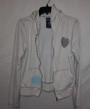 PINK VS L Hoodie Zip Front Sweatshirt Peace Jacket in White thumbnail 1