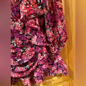 Express Pink Floral Print Long Sleeve Faux Wrap Ruffle Mini Dress‎ Size XXS thumbnail 4