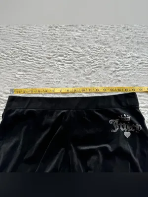 Juicy Couture Velour Track Pants Sweats L Black Velour Bling Cozy Retro Y2K thumbnail 8