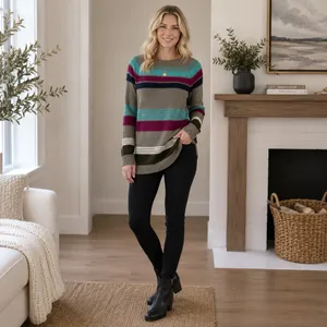 American Living Multicolor Knit Long Sleeve Sweater Top, M thumbnail 3