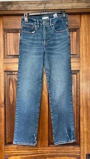 Good American straight ankle cropped jeans size 27 thumbnail 1
