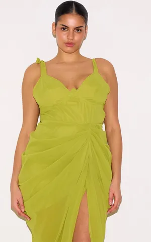 Pretty Little Thing plus underwire draped midi dress size 24 thumbnail 6