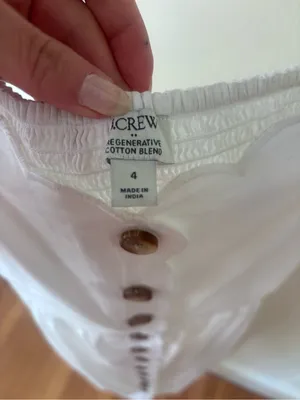 J.Crew White Cotton Scalloped Button Front Midi Dress Size 4 thumbnail 7