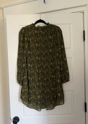 Skies are Blue green floral minidress thumbnail 3