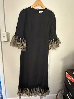NWT Pomander Place Tuckernuck Lillith midi dress black gold medium thumbnail 3