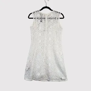 NEW English Factory Mini Dress White Chanall Floral Crochet Overlay A Line Small thumbnail 3