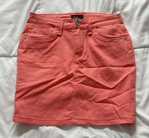 Venus Womens 2 Mini Skirt Coral Pink Stretch Cowgirl Festival Summer‎ Beach Y2K thumbnail 1