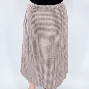 Vintage Plaid Midi High Waisted Front Pleat A-Line Skirt Size 12 thumbnail 3