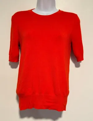 ZARA‎ Knit Short Sleeve Crew Neck Sweater Top Red Size Small minimalist normcore thumbnail 1