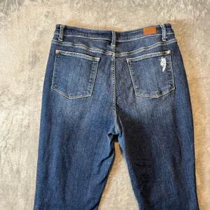Judy Blue High Waisted Boyfriend Fit Distressed Denim Blue Jeans Women's‎ thumbnail 5