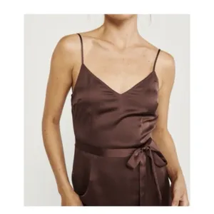 Abercrombie Fitch Satin Slip v neck Midi Dress Womens M Brown Strappy Sleeveless thumbnail 3