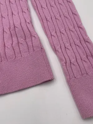 Vtg Y2k 2000s Abercrombie & Fitch Pink Cable Knit Crewneck Sweater Womens Sz Med thumbnail 3