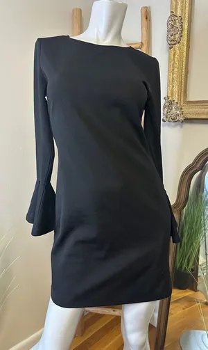 Blush Boutique Black Mini Bell Sleeve Dress Medium thumbnail 1