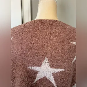 Altar’d State Woman’s Rose Pink White Star Super Soft & Cozy Cropped Sweater S thumbnail 10
