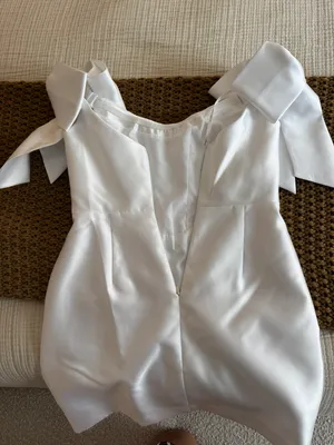 Alfred Sung White Corset Mini Dress With Bow Sleeves thumbnail 9