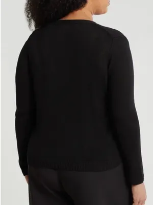 Max Studio London Black linen blend V-Neck Button-Up Cardigan, size XL preppy thumbnail 2