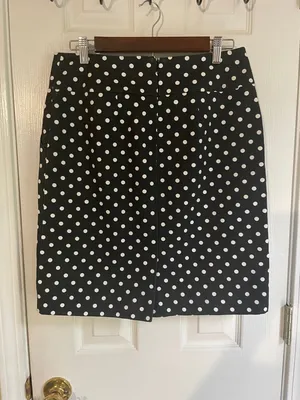 Merona Black & White Polka Dots Preppy Coquette Pencil Skirt thumbnail 3