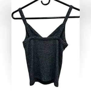 AMERICAN EAGLE STRETCHY BLACK AND SILVER SPARKLE TANK TOP thumbnail 2
