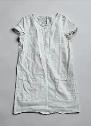 ZARA Trafaluc Cream Denim Shift Dress Size Medium thumbnail 1