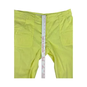 New York & Company Cropped Linen Cotton Pants Bright Yellow-Green Size 10 thumbnail 5