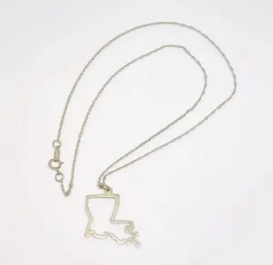 Maya Brenner Louisiana Necklace SterlingSilver State Outline Charm Delicate Fine thumbnail 3
