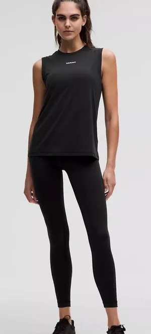 Lululemon Jersey Training Muscle Tank Top Wordmark Size 14 Black Sleeveless thumbnail 1