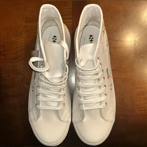 Superga White & Blue Embroidered Accent Alpina Plao Hightop Sneakers.(Size 7.5) thumbnail 4