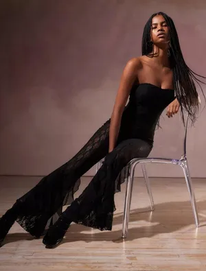 Urban Outfitters Black Kimchi Blue Lala Sheer Lace Jumpsuit thumbnail 2