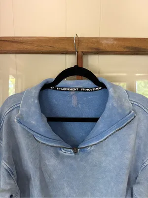 FP Movement Valley Girl Half Zip Cropped Sweatshirt Pullover Faded Blue Size XS thumbnail 6