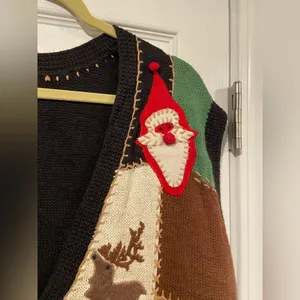 VTG 80s Cambridge Country Store Size L Christmas Sweater Vest Cotton Patchwork thumbnail 5