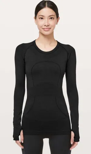 Lululemon Swiftly Tech Long Sleeve Crew Top Lunar New Year Size 4 Black Workout thumbnail 1