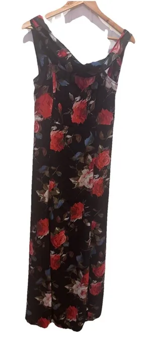 LULUS Teagan Floral Print Off the Shoulder Velvet Dress SIZE L thumbnail 1