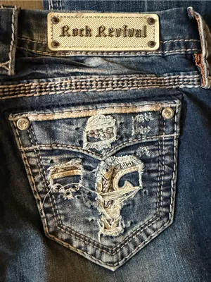 NWT Rock Revival sapphire Women's Dark Blue Embroidered Bootcut Jeans size 30X34 thumbnail 9