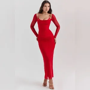 House of CB Katarina Scarlet Long Sleeve Maxi Dress thumbnail 11