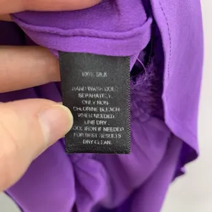 White House Black Market XS Mini Dress Silk‎ Cold Shoulder Smocked Purple thumbnail 5